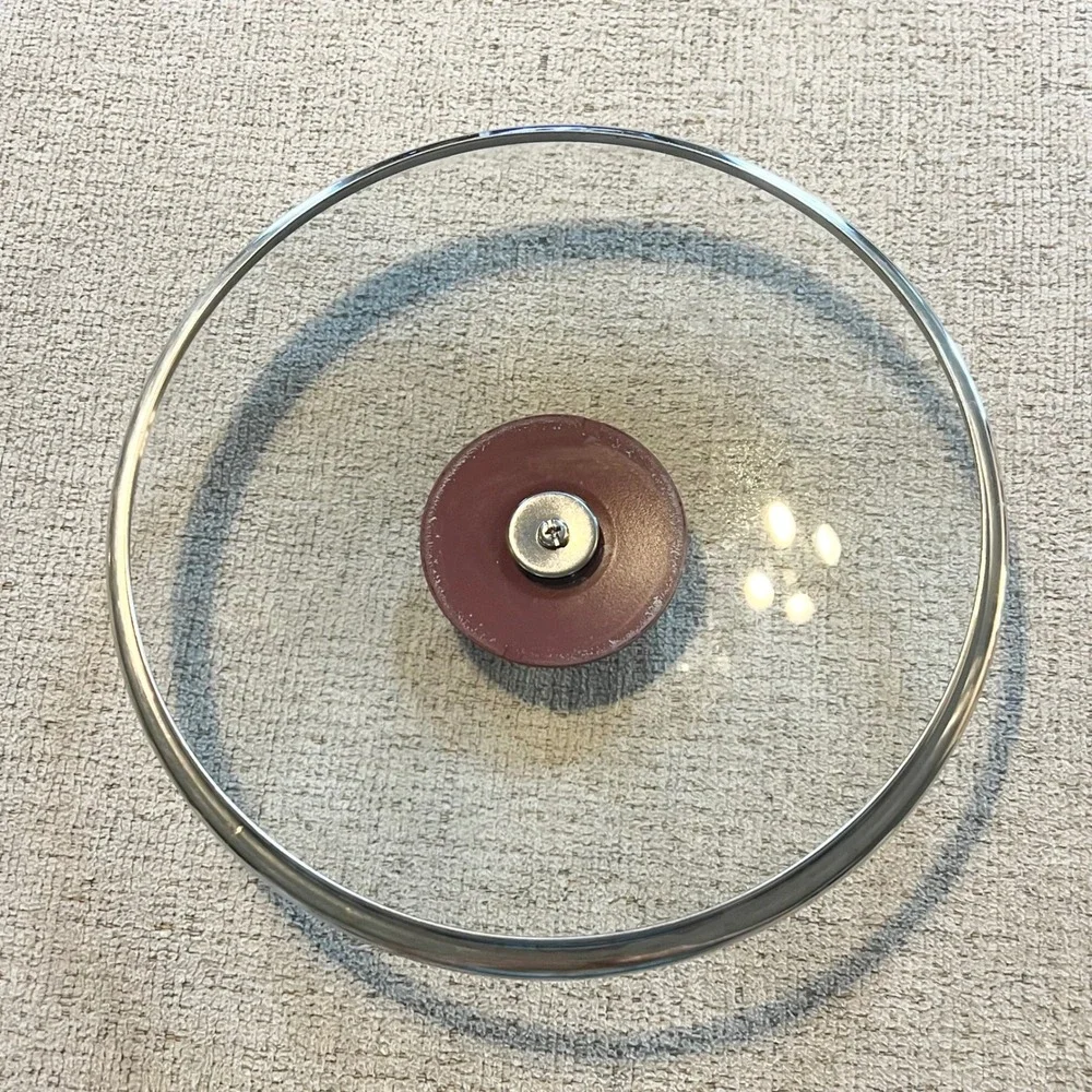 Green Life 9 Inch Tempered Glass Replacement Lid with Burgundy Soft Grip Knob
